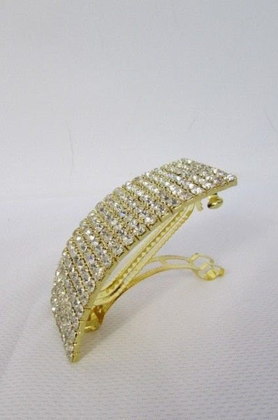 New Rhinestone Gold Women Fashion Metal Head Poinytail Fashion Jewelry Hair Accessories Wedding - alwaystyle4you - 2