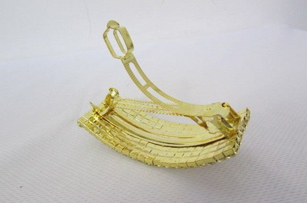 New Rhinestone Gold Women Fashion Metal Head Poinytail Fashion Jewelry Hair Accessories Wedding - alwaystyle4you - 3