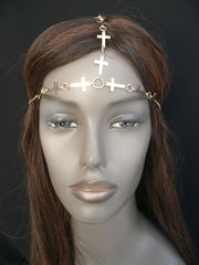 Brand New Trendy Women Gold Metal Multi Crosses Head Chai Crosses Beach Fashion - alwaystyle4you - 2