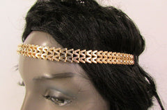 New Gold Women Fashion Metal Head Chain Forehead Black Elastic Fashion Jewelry Hair Accessories - alwaystyle4you - 2