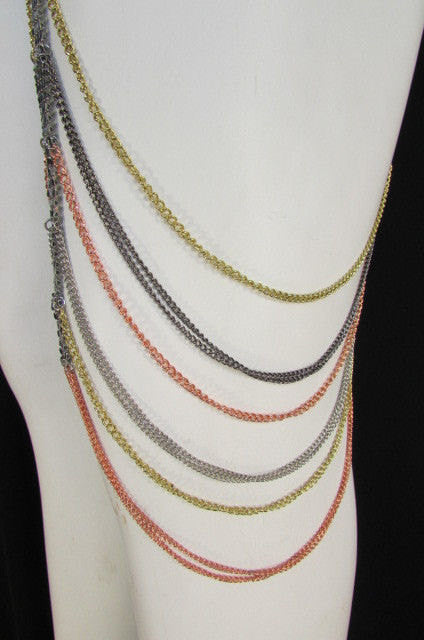 Silver Pewter Pink Gold Metal Chains High Mesh Long Leg Thin Garter Bo alwaystyle4you Silver Pewter Pink Gold Metal Chains High Mesh Long Leg Thin Garter Bo alwaystyle4you