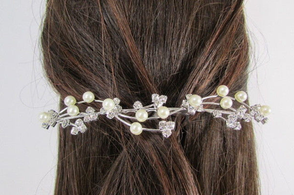 New Women Silver Rhinestones Flower Fashion Metal Head Pin Fashion Jewelry Hair Accessories - alwaystyle4you - 5