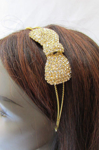New Trendy Women Gold Metal Chain Rhinestones Headband Fashion Jewelry Hair Accessories Wedding - alwaystyle4you - 1