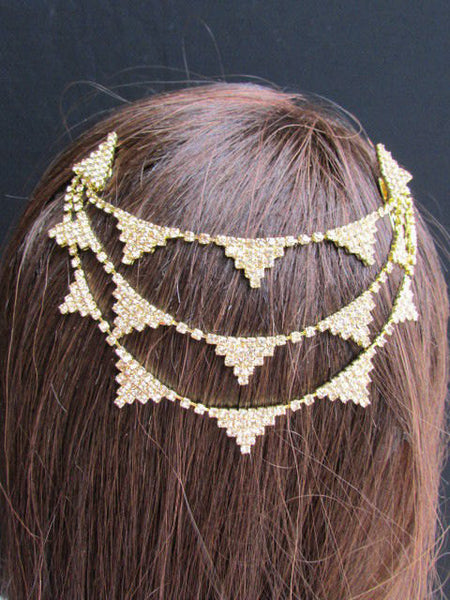 New Trendy Women Gold Fashion Metal Head Multi Triangle  Jewelry Hair Accessories Beach Party - alwaystyle4you - 2
