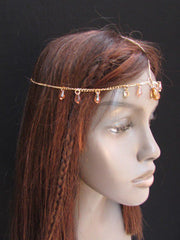 One Size Brand Women Gold Metal Head Chain Fashion Hair Piece Jewelry Wedding Party Beach - alwaystyle4you - 1