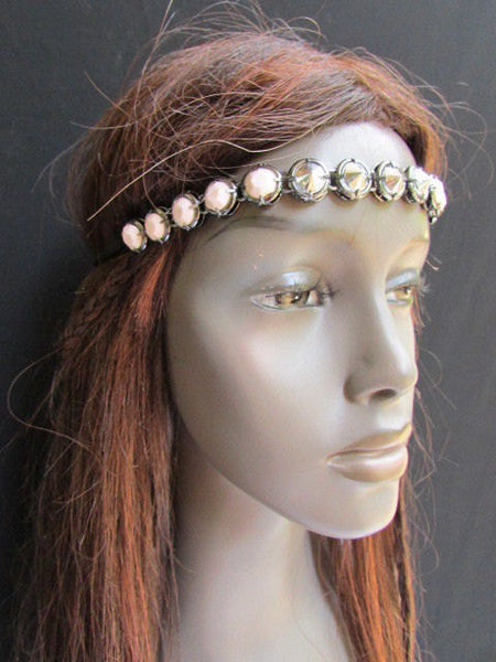 One Size Brand New Women Elastic Head Chain Cream Beads Fashion Hair Piece Jewelry Wedding Party Beach - alwaystyle4you - 4