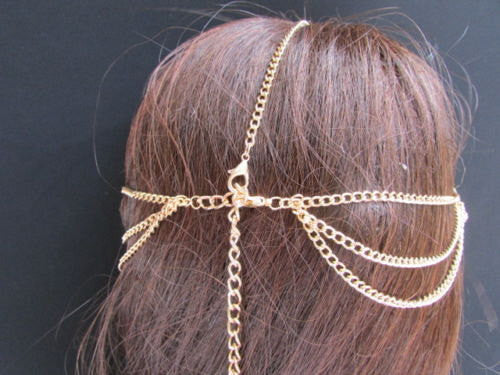 New Rhinestone Gold Women Fashion Metal Multi Drapes Head Band Forehead Jewelry Hair Accessories Wedding - alwaystyle4you - 5