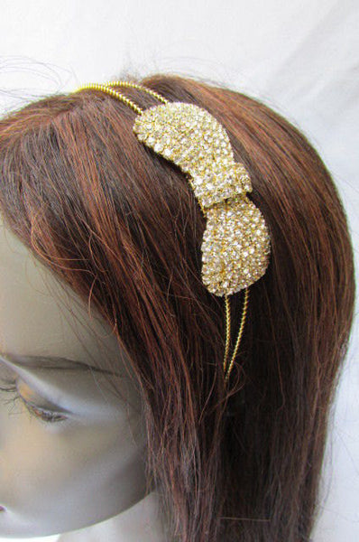 New Trendy Women Gold Metal Chain Rhinestones Headband Fashion Jewelry Hair Accessories Wedding - alwaystyle4you - 3