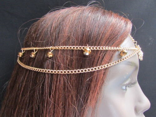 New Women Heart Gold Rhinestonefashion Beads Metal Multi Drapes Head Band Forehead Jewelry Hair Accessories Wedding Beach Party - alwaystyle4you - 5