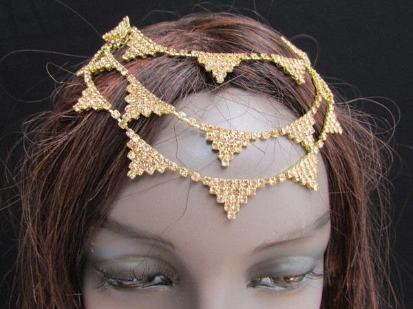 New Trendy Women Gold Fashion Metal Head Multi Triangle  Jewelry Hair Accessories Beach Party - alwaystyle4you - 1