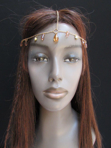 One Size Brand New Women Gold Metal Head Chain Fashion Hair Piece Jewelry Wedding Party Beach - alwaystyle4you - 4