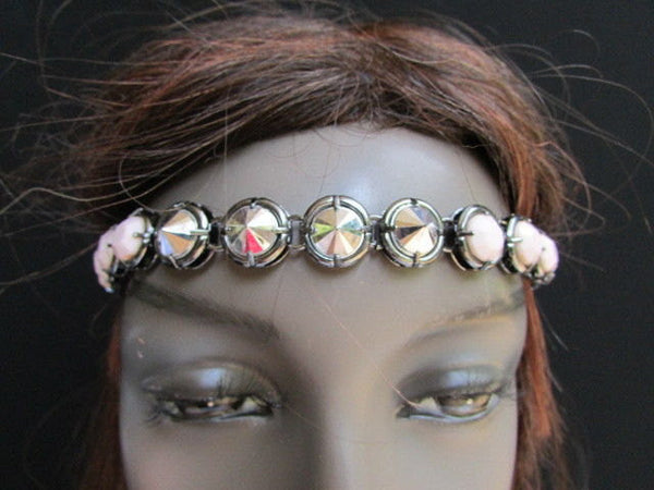One Size Brand New Women Elastic Head Chain Cream Beads Fashion Hair Piece Jewelry Wedding Party Beach - alwaystyle4you - 1