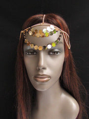 Brand Gold Women Fashion Multi Circlet Coin Bead Metal Head Chain Forehead Fashion Jewelry Hair Accessories Beach Party - alwaystyle4you - 2