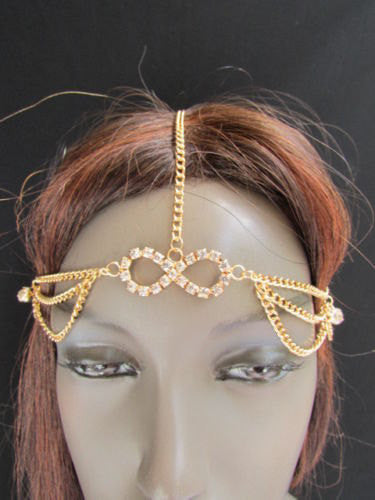 Gold Metal Head Band Forehead Hair Jewelry Infinity Sing Women Fashion  Wedding Accessories