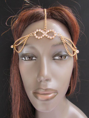 New Rhinestone Gold Women Fashion Metal Multi Drapes Head Band Forehead Jewelry Hair Accessories Wedding - alwaystyle4you - 4