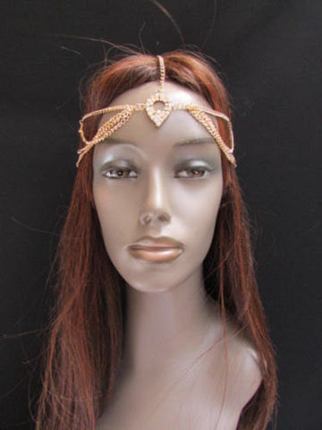 Brand New Rhinestone Gold Women Fashion Metal Multi Drapes Head Band Forehead Jewelry Hair Accessories Wedding Beach Party - alwaystyle4you - 5