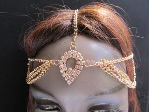 Brand New Rhinestone Gold Women Fashion Metal Multi Drapes Head Band Forehead Jewelry Hair Accessories Wedding Beach Party - alwaystyle4you - 1