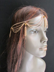 Brand New Women Chic Gold Metal Egyption Stylish Long Head Chain Lightweight Beads Fashion Jewelry - alwaystyle4you - 2