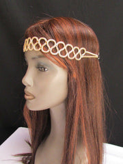 New Rhinestone Gold Women Fashion Metal Head Band Elegant Style Forehead Jewelry Hair Accessories - alwaystyle4you - 2