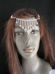 New Women Silver Rhinestones Fashion Drapes Metal Head Chain Fashion Jewelry Hair Accessories Wedding - alwaystyle4you - 2