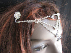 New Women Silver Head Metal Chains Big Beads Dressy Hair Pin Rhinestones Fashion Drapes Metal Fashion Jewelry Hair Accessories Wedding - alwaystyle4you - 3