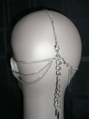 Brand New One Size Brand New Women Silver Circlet Clear Rhinestone Metal Head Chain Fashion Hair Piece Jewelry Wedding - alwaystyle4you - 2