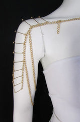 Brand New Women Trendy Body Chain Gold Metal Chain Necklace Fashion Double Shoulder Drapes Lady Gaga Women Accessories - alwaystyle4you - 4