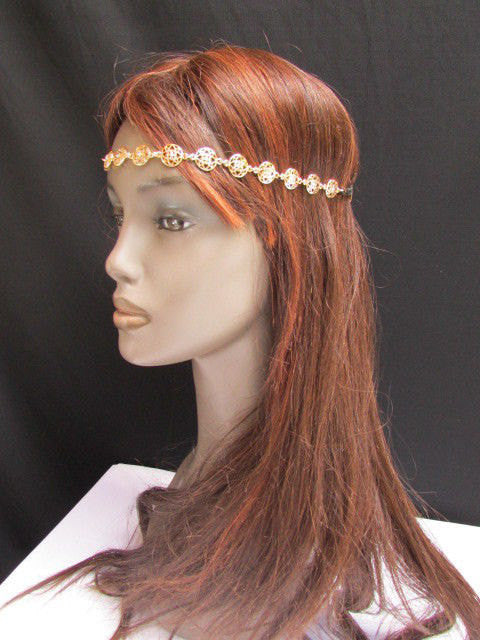 One Size Brand Women Elastic Head Chain Gold Stars Fashion Hair Piece Jewelry Wedding - alwaystyle4you - 4