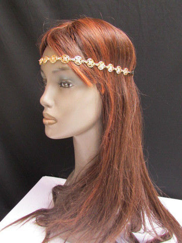 One Size Brand New Women Elastic Head Chain Gold Stars Fashion Hair Piece Jewelry Wedding - alwaystyle4you - 4