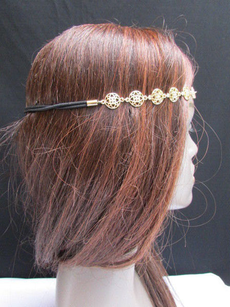 One Size Brand New Women Elastic Head Chain Gold Stars Fashion Hair Piece Jewelry Wedding - alwaystyle4you - 3
