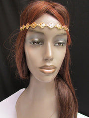 One Size Brand New Women Elastic Head Chain Gold Stars Fashion Hair Piece Jewelry Wedding - alwaystyle4you - 2