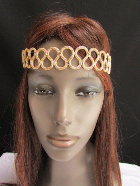 New Rhinestone Gold Women Fashion Metal Head Band Elegant Style Forehead Jewelry Hair Accessories - alwaystyle4you - 3