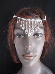 Women Silver Rhinestones Fashion Drapes Metal Head Chain Fashion Jewelry Hair Accessories Wedding - alwaystyle4you - 5
