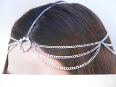 Brand New One Size Brand New Women Silver Circlet Clear Rhinestone Metal Head Chain Fashion Hair Piece Jewelry Wedding - alwaystyle4you - 1
