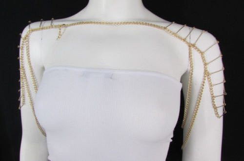 Brand New Women Trendy Body Chain Gold Metal Chain Necklace Fashion Double Shoulder Drapes Lady Gaga Women Accessories - alwaystyle4you - 5