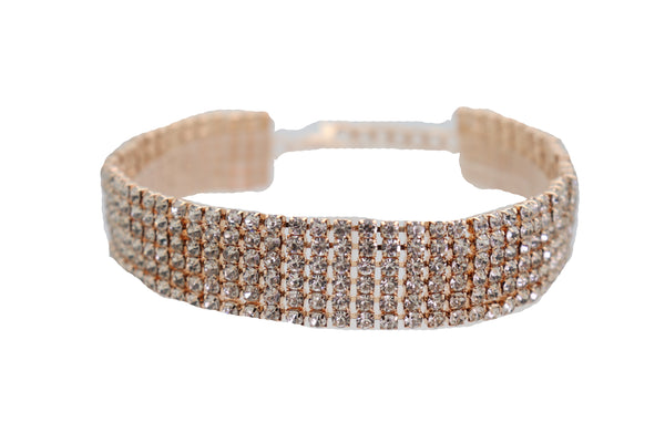 Women Gold Metal Chain Boot Bracelet Shoe Rhinestones Bling Charm Jewelry Anklet One Size