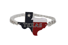 Women Silver Metal Chain Boot Bracelet Shoe Charm Anklet Texas State Map Star Adjustable Size