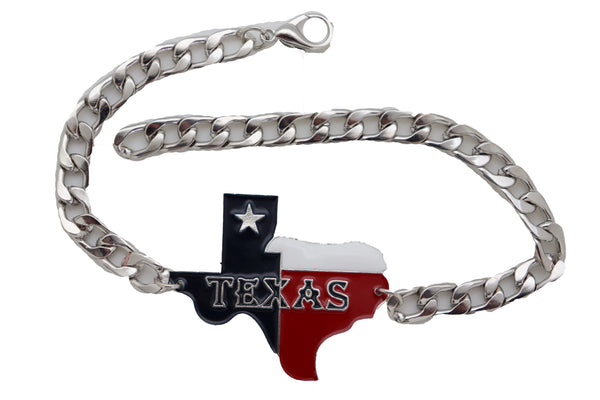 Brand New Women Silver Metal Chain Boot Bracelet Shoe Charm Anklet Texas State Map Star
