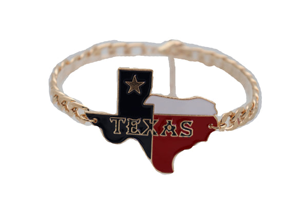 Women Gold Metal Chain Boot Bracelet Western Shoe Texas State Map Charm Anklet Comfortable Strap