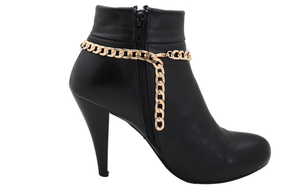 Women Gold Metal Chain Boot Bracelet Western Shoe Texas State Map Charm Anklet Comfortable Strap