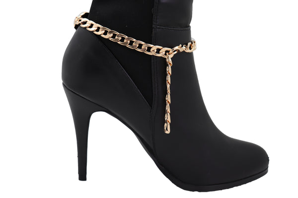 Women Gold Metal Chain Boot Bracelet Western Shoe Texas State Map Charm Anklet Comfortable Strap