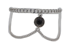 Silver Metal Boot Chain Bracelet Shoe Ethnic Coin Black Color Charm Anklet
