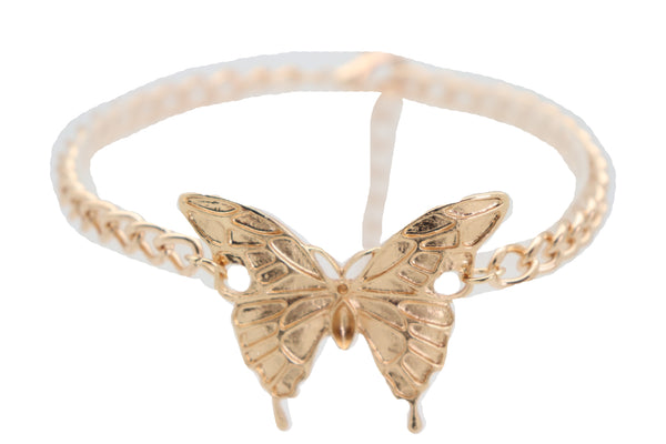 Brand New Women Gold Metal Boot Chain Bracelet Anklet Heel Shoe Butterfly Charm Jewelry