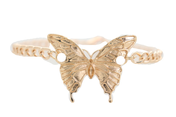 Brand New Women Gold Metal Boot Chain Bracelet Anklet Heel Shoe Butterfly Charm Jewelry