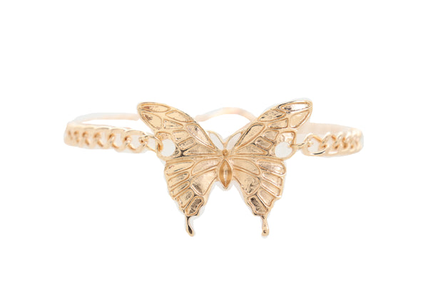 Brand New Women Gold Metal Boot Chain Bracelet Anklet Heel Shoe Butterfly Charm Jewelry