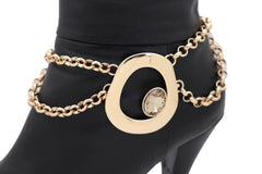 Women Gold Metal Chain Boot Bracelet Shoe Rose Flower Charm