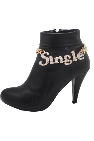 Brand New Women Gold Metal Boot Chain Bracelet Anklet Heel Shoe SINGLE Charm Bling Jewelry