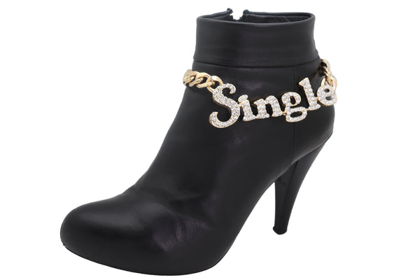 Brand New Women Gold Metal Boot Chain Bracelet Anklet Heel Shoe SINGLE Charm Bling Jewelry
