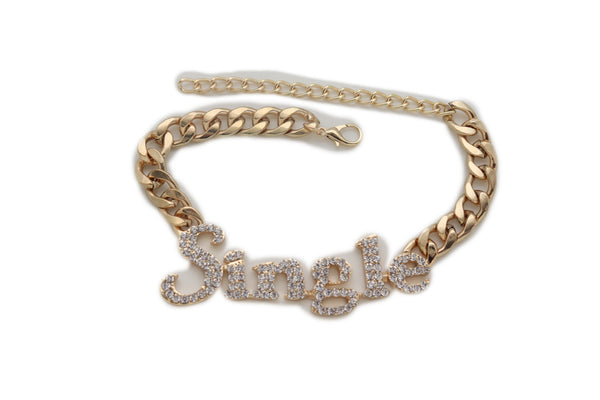 Women Gold Metal Boot Chain Bracelet Anklet Heel Shoe SINGLE Charm Bling Jewelry Fancy Dressy Look