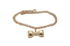 Bow Tie Ribbon Charm Gold Metal Boot Chain